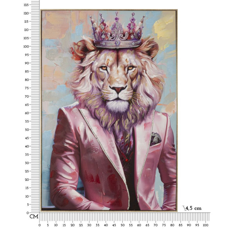 Grande Toile murale peinte Lion anthropomorphe 82x122 Cadre doré King - 7