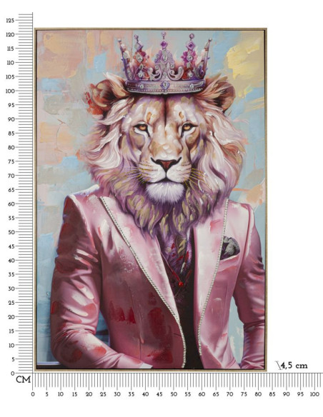 Grande Toile murale peinte Lion anthropomorphe 82x122 Cadre doré King - 7