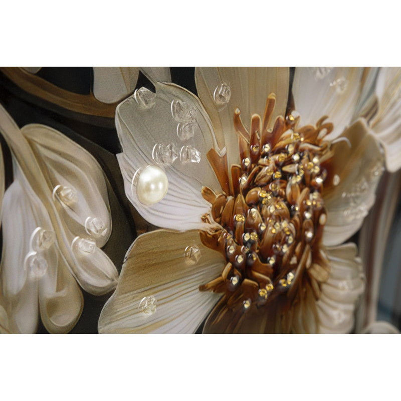 Toile murale peinte carrée Bouquet de fleurs 82x82 Cadre noir Narcy B 