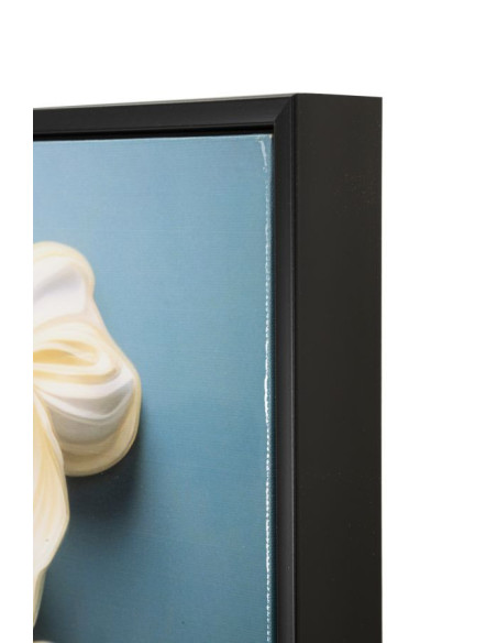 Toile murale peinte carrée Bouquet de fleurs 82x82 Cadre noir Narcy B 