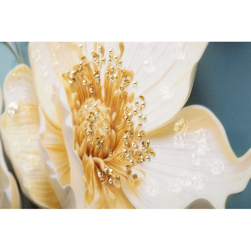 Toile murale peinte carrée Bouquet de fleurs 82x82 Cadre noir Narcy B 