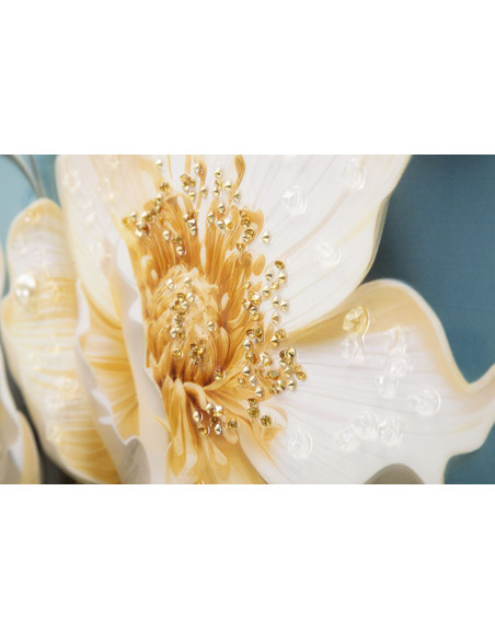 Toile murale peinte carrée Bouquet de fleurs 82x82 Cadre noir Narcy B 