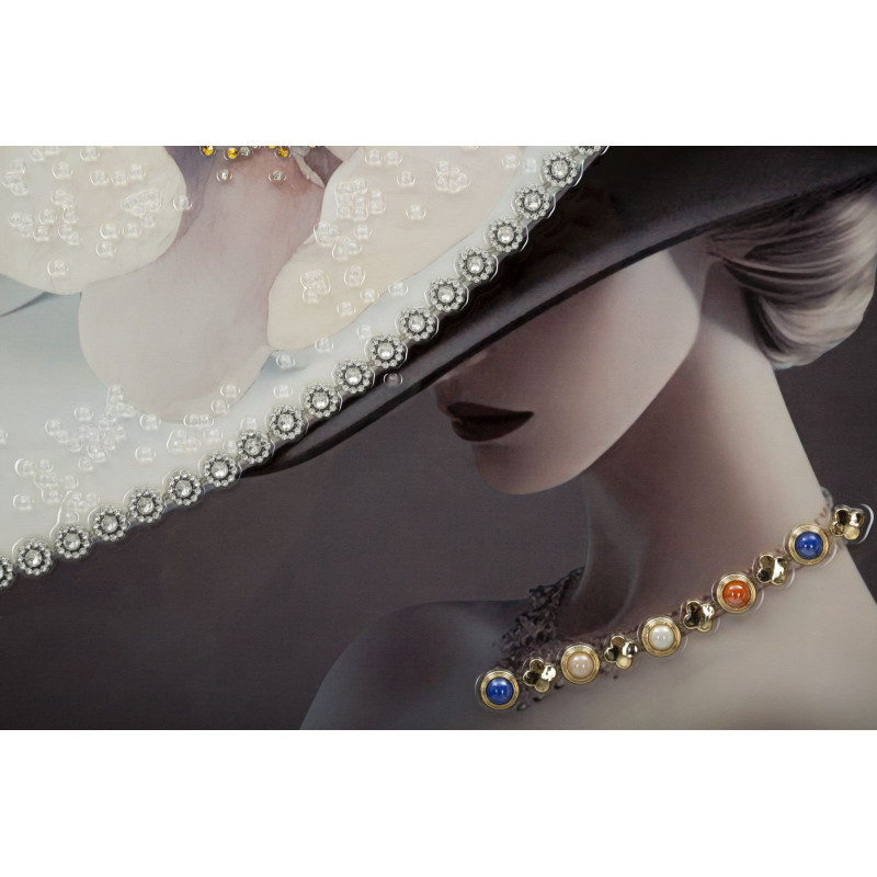 Toile murale peinte Femme avec chapeau 62x92 Cadre doré Wien B 