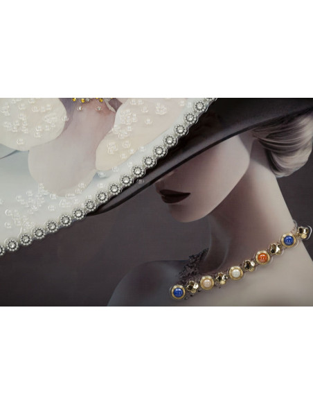 Toile murale peinte Femme avec chapeau 62x92 Cadre doré Wien B 