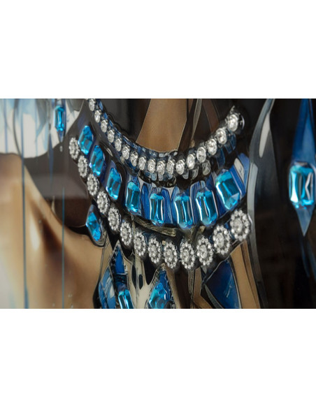 Toile murale peinte carrée Femme africaine 82x82 Cadre noir Altea B 