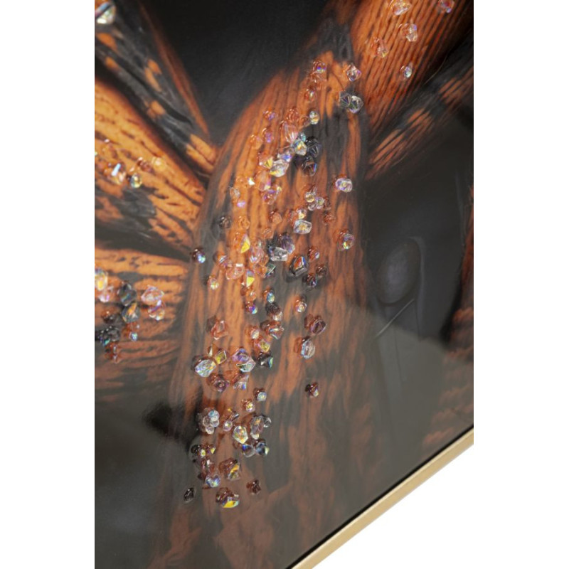 Toile murale peinte Chien anthropomorphe 42x82 Cadre doré Bad Bully A 