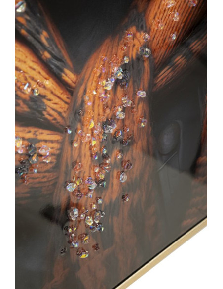 Toile murale peinte Chien anthropomorphe 42x82 Cadre doré Bad Bully A 