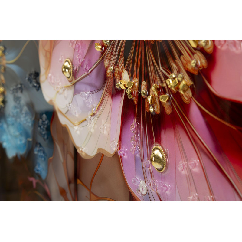 Toile murale peinte carrée Bouquet de fleurs 82x82 Cadre noir Narcy A 