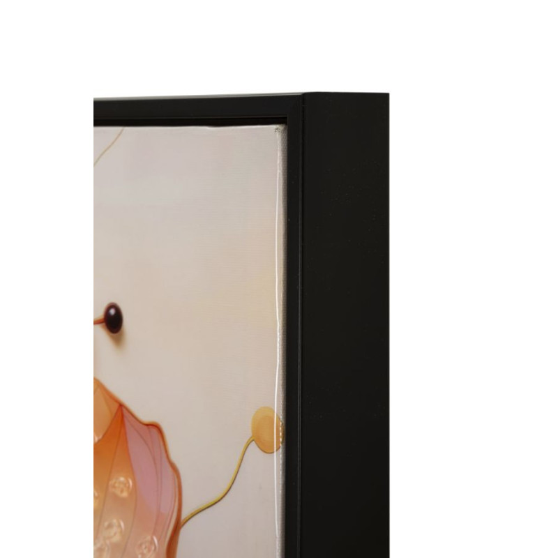 Toile murale peinte carrée Bouquet de fleurs 82x82 Cadre noir Narcy A 