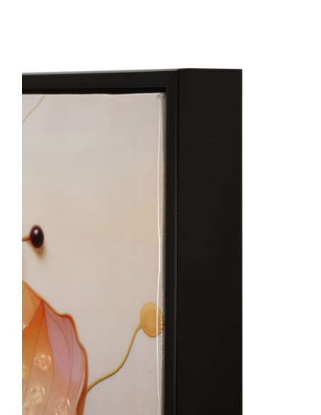 Toile murale peinte carrée Bouquet de fleurs 82x82 Cadre noir Narcy A 