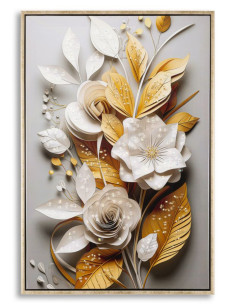 Toile murale peinte Fleurs 42x62 Cadre doré Flora 
