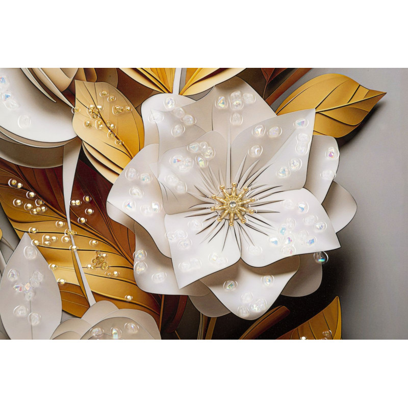 Toile murale peinte Fleurs 42x62 Cadre doré Flora 