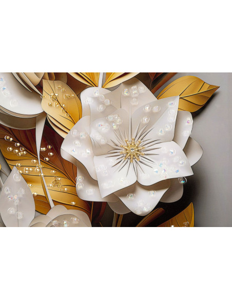 Toile murale peinte Fleurs 42x62 Cadre doré Flora 