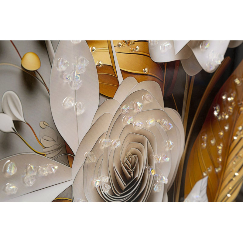 Toile murale peinte Fleurs 42x62 Cadre doré Flora 