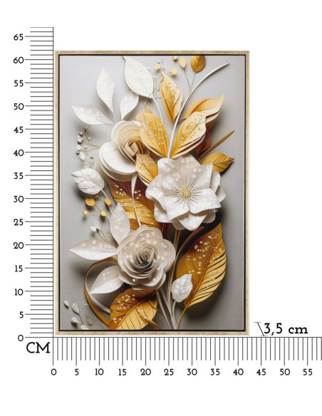 Toile murale peinte Fleurs 42x62 Cadre doré Flora 