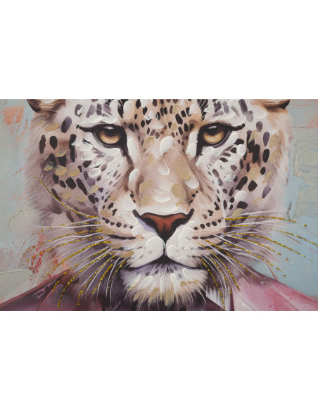 Grande Toile murale peinte Léopard anthropomorphe 82x122 Cadre doré King 