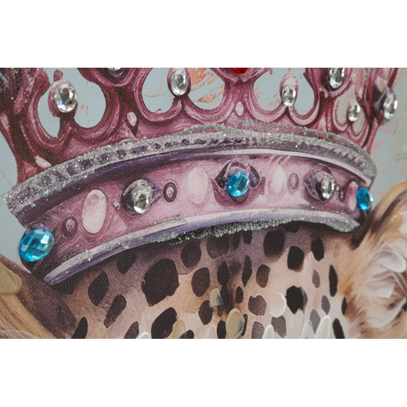 Grande Toile murale peinte Léopard anthropomorphe 82x122 Cadre doré King 