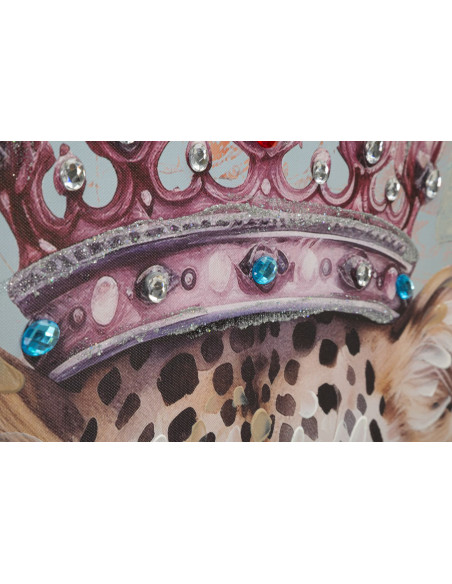 Grande Toile murale peinte Léopard anthropomorphe 82x122 Cadre doré King 