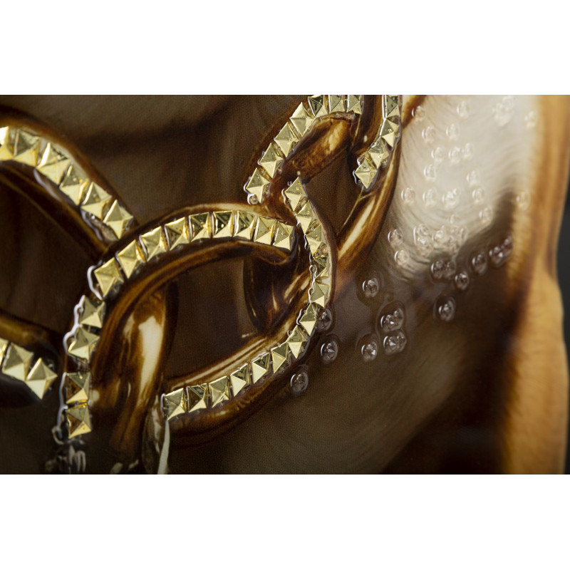 Toile murale peinte Chien anthropomorphe 62x82 Cadre doré Bully 