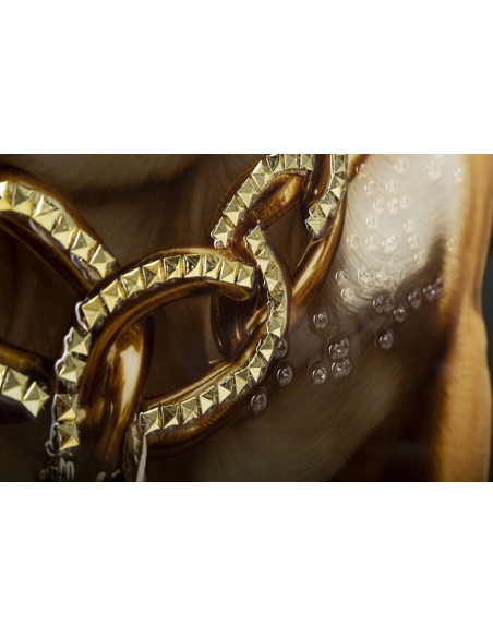 Toile murale peinte Chien anthropomorphe 62x82 Cadre doré Bully 