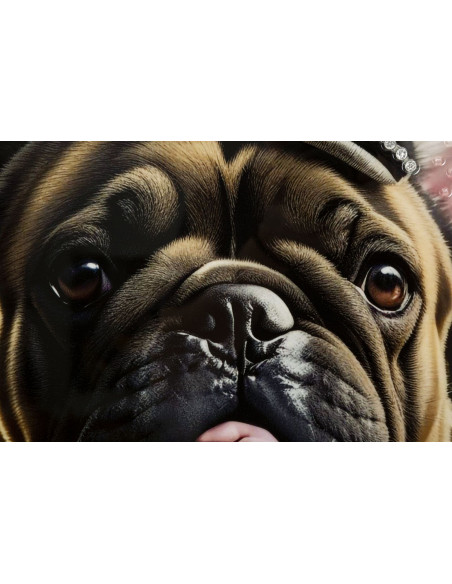 Toile murale peinte Chien anthropomorphe 62x82 Cadre doré Bully 