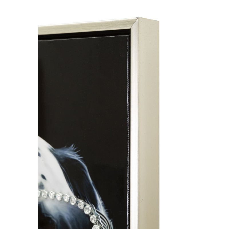 Toile murale peinte Chien anthropomorphe 53x73 Cadre argenté Trap 