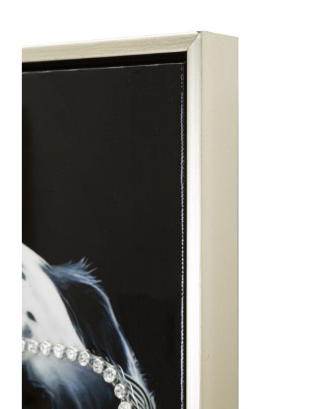 Toile murale peinte Chien anthropomorphe 53x73 Cadre argenté Trap 