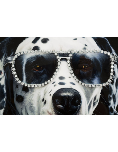 Toile murale peinte Chien anthropomorphe 53x73 Cadre argenté Trap 