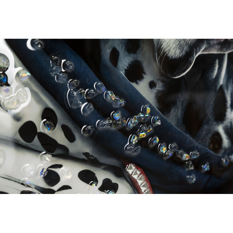 Toile murale peinte Chien anthropomorphe 53x73 Cadre argenté Trap 