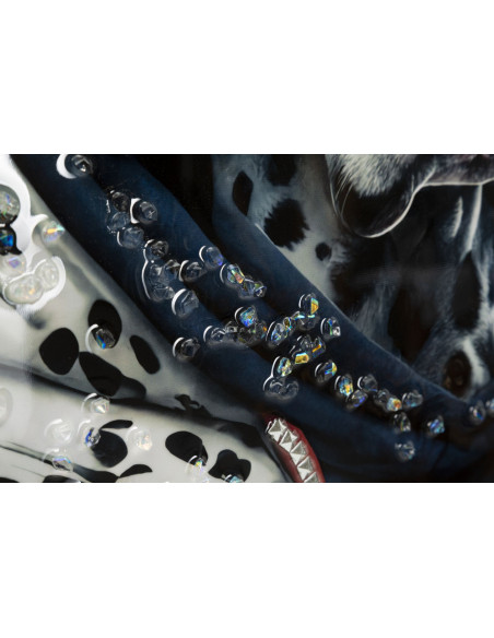 Toile murale peinte Chien anthropomorphe 53x73 Cadre argenté Trap 