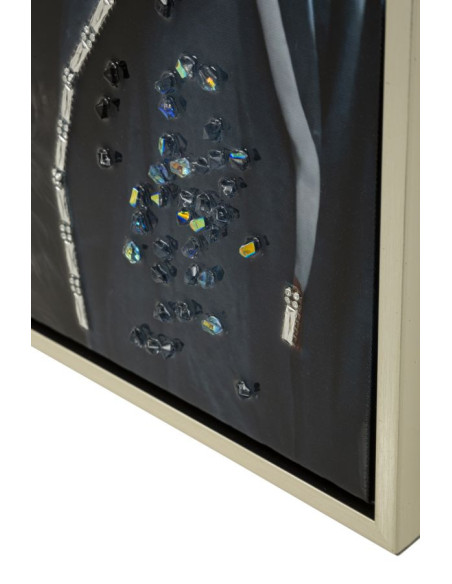 Toile murale peinte Chouette anthropomorphe 53x73 Cadre argenté Edvy 