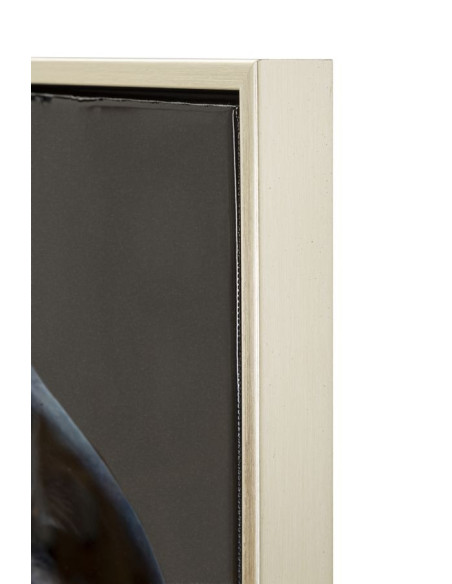 Toile murale peinte Chouette anthropomorphe 53x73 Cadre argenté Edvy 