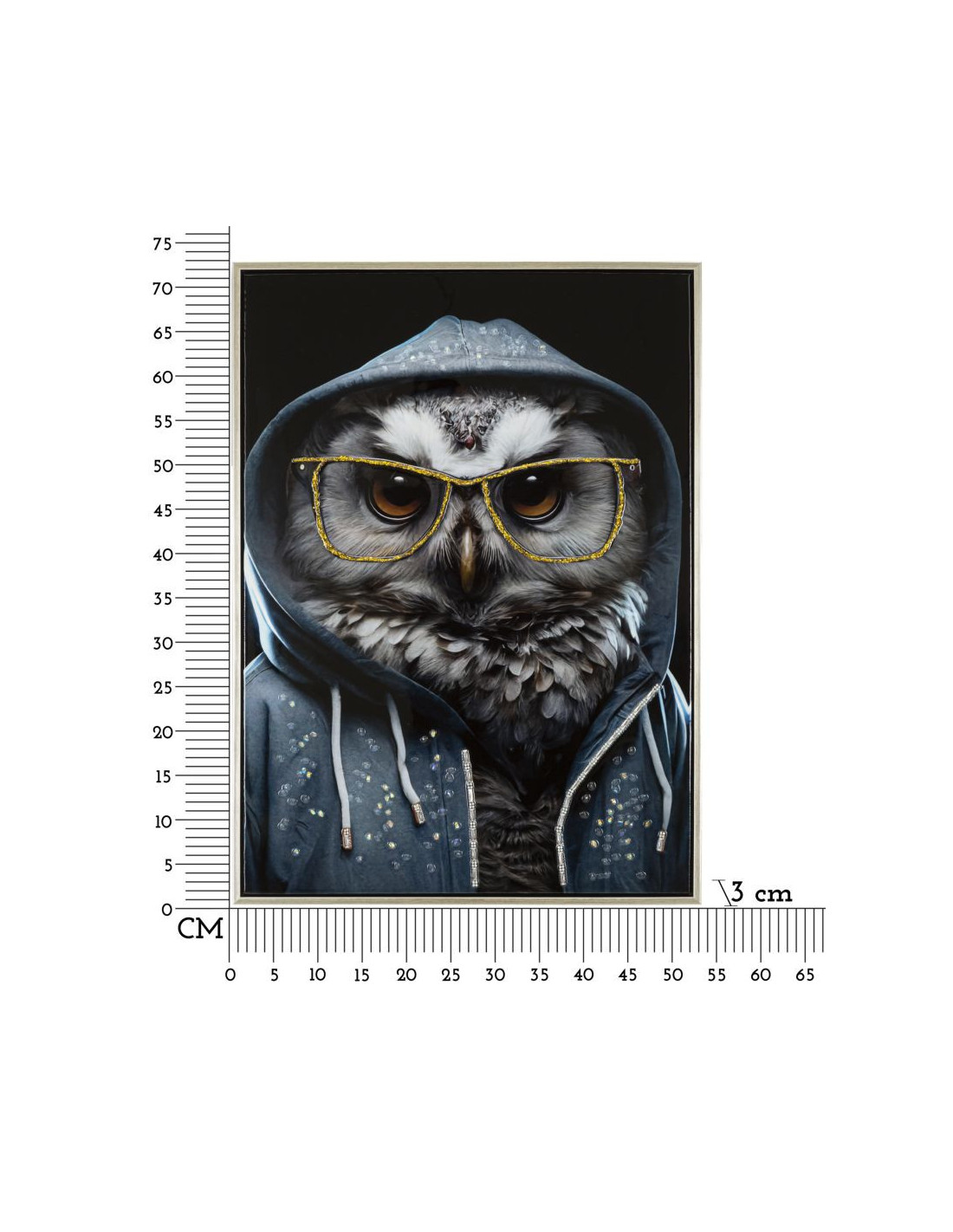 Tableau Mural Toile « Scène De Neige Chouette » – 70 X 50 Cm – Cadre En Pin – Impression Haute Définition – Pour Salon, Chambre, Bureau