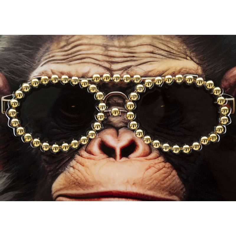 Toile murale peinte Singe anthropomorphe 52x72 Cadre doré Monky 