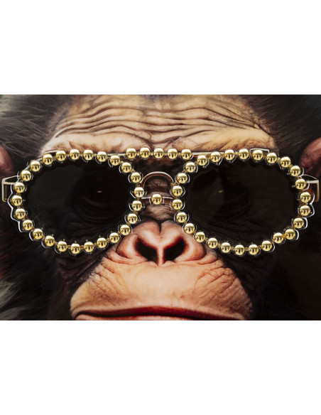 Toile murale peinte Singe anthropomorphe 52x72 Cadre doré Monky 