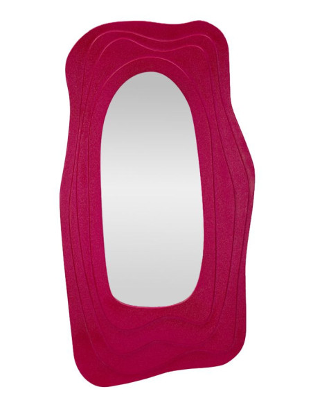 Grand Miroir mural Irrégulier 90x165 en Bois Rose fuchsia Dafne 