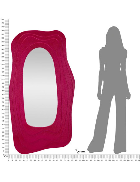 Grand Miroir mural Irrégulier 90x165 en Bois Rose fuchsia Dafne 