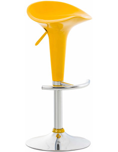 Tabouret de bar design rétro en Polypropylène Jaune Métal Argenté Brillant Bellano - 1
