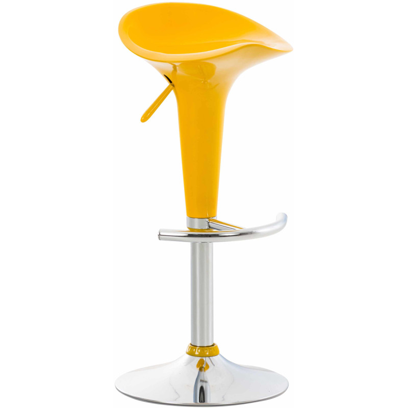 Tabouret de bar design rétro en Polypropylène Jaune Métal Argenté Brillant Bellano - 1