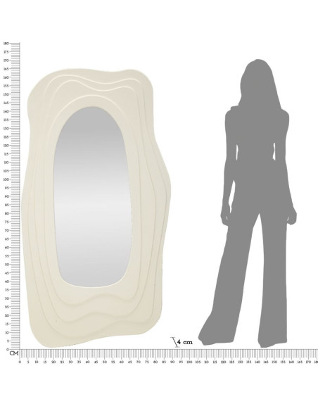 Grand Miroir mural Irrégulier 90x165 en Bois Blanc Dafne 