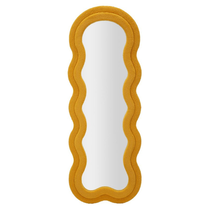 Grand Miroir mural Bouclette Irrégulier 60x160 en Tissu Jaune moutarde bouclé Teddy 