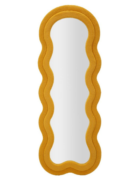 Grand Miroir mural Bouclette Irrégulier 60x160 en Tissu Jaune moutarde bouclé Teddy 