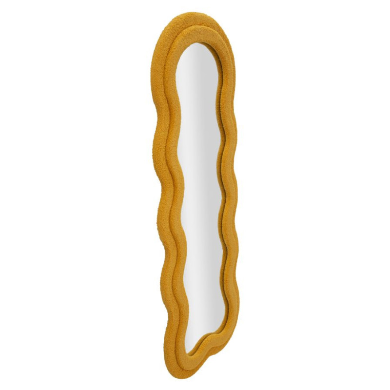 Grand Miroir mural Bouclette Irrégulier 60x160 en Tissu Jaune moutarde bouclé Teddy 