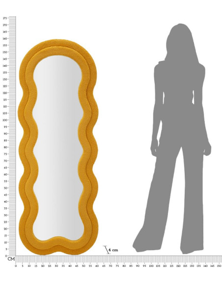 Grand Miroir mural Bouclette Irrégulier 60x160 en Tissu Jaune moutarde bouclé Teddy 