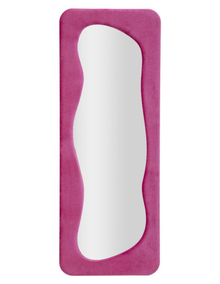 Grand Miroir mural original Irrégulier 60x160 en Velours Rose fuchsia Theodor 