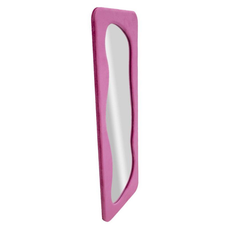 Grand Miroir mural original Irrégulier 60x160 en Velours Rose fuchsia Theodor 