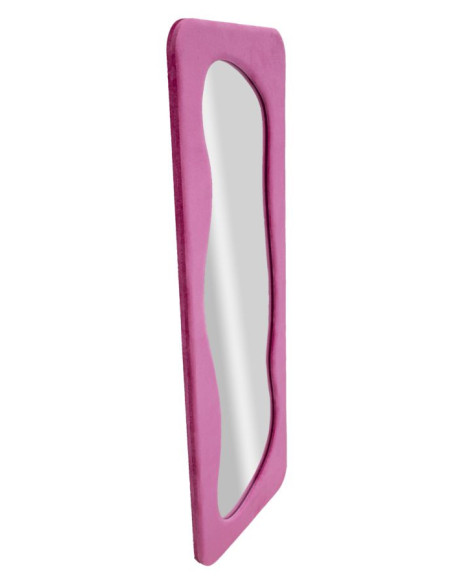 Grand Miroir mural original Irrégulier 60x160 en Velours Rose fuchsia Theodor 