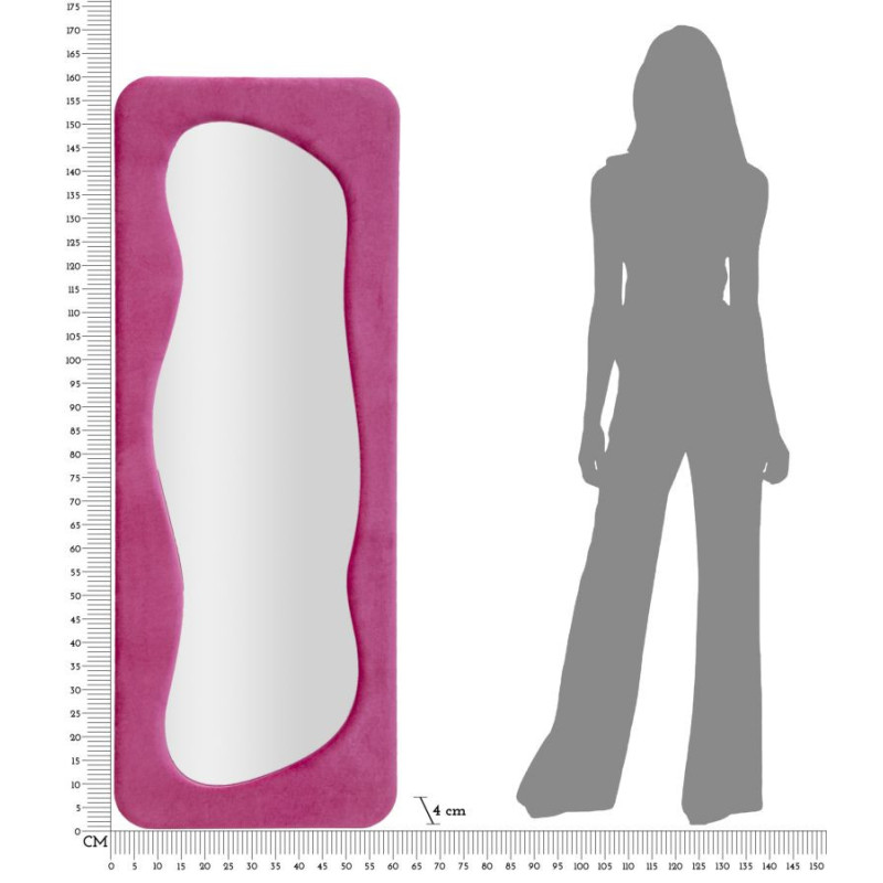 Grand Miroir mural original Irrégulier 60x160 en Velours Rose fuchsia Theodor 