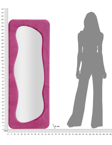 Grand Miroir mural original Irrégulier 60x160 en Velours Rose fuchsia Theodor 