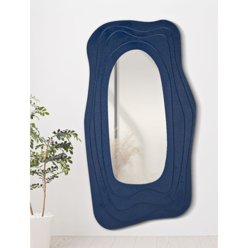 Grand Miroir mural Irrégulier 90x165 en Bois Bleu Dafne 